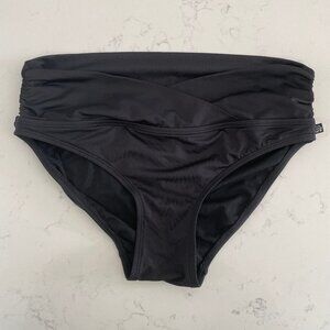 la Vie en Rose Aqua Polyester Elastane Bikini Bottoms w Side Ruching Black Sz S